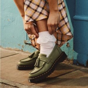 Dr. Martens Adrian Tassel Loafers – Green Suede Leather – Made in England